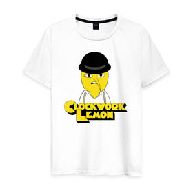 Мужская футболка хлопок с принтом Clockwork Lemon в Новосибирске, 100% хлопок | прямой крой, круглый вырез горловины, длина до линии бедер, слегка спущенное плечо. | clockwork lemon время приключений adventure t