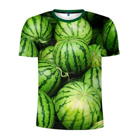 Мужская футболка 3D спортивная с принтом Арбузы в Новосибирске, 100% полиэстер с улучшенными характеристиками | приталенный силуэт, круглая горловина, широкие плечи, сужается к линии бедра | арбуз | еда | фрукт | ягода
