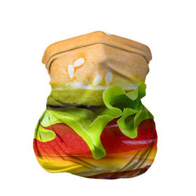 Бандана-труба 3D с принтом Гамбургер в Новосибирске, 100% полиэстер, ткань с особыми свойствами — Activecool | плотность 150‒180 г/м2; хорошо тянется, но сохраняет форму | бутерброд | гамбургер | еда | фастфуд | чизбургер