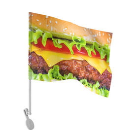 Флаг для автомобиля с принтом Гамбургер в Новосибирске, 100% полиэстер | Размер: 30*21 см | бутерброд | гамбургер | еда | фастфуд | чизбургер