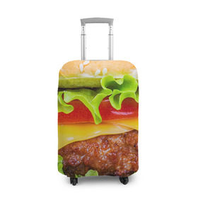 Чехол для чемодана 3D с принтом Гамбургер в Новосибирске, 86% полиэфир, 14% спандекс | двустороннее нанесение принта, прорези для ручек и колес | бутерброд | гамбургер | еда | фастфуд | чизбургер