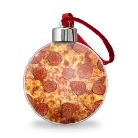 Ёлочный шар с принтом Пицца в Новосибирске, Пластик | Диаметр: 77 мм | Тематика изображения на принте: pizza | еда | пицца | фастфуд