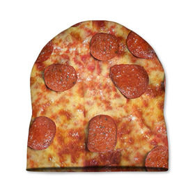 Шапка 3D с принтом Пицца в Новосибирске, 100% полиэстер | универсальный размер, печать по всей поверхности изделия | pizza | еда | пицца | фастфуд