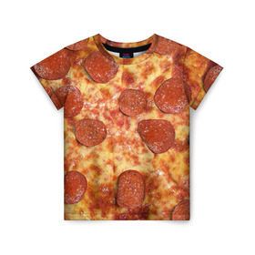 Детская футболка 3D с принтом Пицца в Новосибирске, 100% гипоаллергенный полиэфир | прямой крой, круглый вырез горловины, длина до линии бедер, чуть спущенное плечо, ткань немного тянется | pizza | еда | пицца | фастфуд