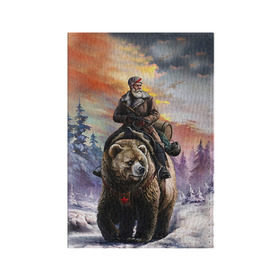 Обложка для паспорта матовая кожа с принтом Медведь в Новосибирске, натуральная матовая кожа | размер 19,3 х 13,7 см; прозрачные пластиковые крепления | Тематика изображения на принте: лес | медведь | мишка | патриот | россия | я русский