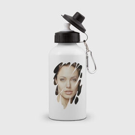 Бутылка спортивная с принтом Анджелина Джоли в Новосибирске, металл | емкость — 500 мл, в комплекте две пластиковые крышки и карабин для крепления | angelina jolie | hollywood | анджелина джоли | голливуд | кинозвезда