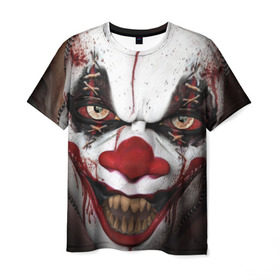 Мужская футболка 3D с принтом Зомби клоун в Новосибирске, 100% полиэфир | прямой крой, круглый вырез горловины, длина до линии бедер | halloween | злодей | злой | клоун | монстр | хэлоуин