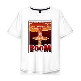 Мужская футболка хлопок Oversize с принтом Boom в Новосибирске, 100% хлопок | свободный крой, круглый ворот, “спинка” длиннее передней части | Тематика изображения на принте: bang | атом | бум | взрыв | мозг | ядерная бомба