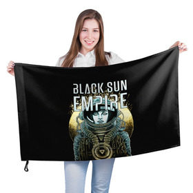 Флаг 3D с принтом Black Sun Empire в Новосибирске, 100% полиэстер | плотность ткани — 95 г/м2, размер — 67 х 109 см. Принт наносится с одной стороны | empire