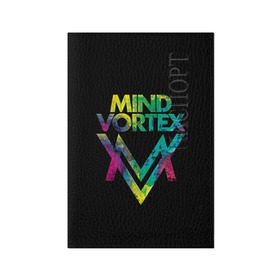 Обложка для паспорта матовая кожа с принтом MIND VORTEX в Новосибирске, натуральная матовая кожа | размер 19,3 х 13,7 см; прозрачные пластиковые крепления | and | dnb | drumm | mind | pirate | station | vortex | бэйс | вортекс | драм | майнд | пиратская | станция