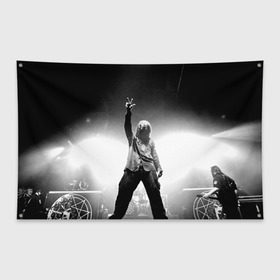 Флаг-баннер с принтом Slipknot в Новосибирске, 100% полиэстер | размер 67 х 109 см, плотность ткани — 95 г/м2; по краям флага есть четыре люверса для крепления | music | rock | slipknot | музыка | рок | слипкнот