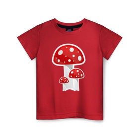 Детская футболка хлопок с принтом Грибы в Новосибирске, 100% хлопок | круглый вырез горловины, полуприлегающий силуэт, длина до линии бедер | Тематика изображения на принте: mushrooms | грибы