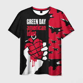 Мужская футболка 3D с принтом Green Day в Новосибирске, 100% полиэфир | прямой крой, круглый вырез горловины, длина до линии бедер | green day | rock | грин дей | рок