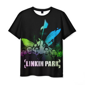 Мужская футболка 3D с принтом Linkin Park в Новосибирске, 100% полиэфир | прямой крой, круглый вырез горловины, длина до линии бедер | Тематика изображения на принте: linkin park | rock | линкин парк | рок