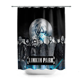 Штора 3D для ванной с принтом Linkin Park в Новосибирске, 100% полиэстер | плотность материала — 100 г/м2. Стандартный размер — 146 см х 180 см. По верхнему краю — пластиковые люверсы для креплений. В комплекте 10 пластиковых колец | linkin park | rock | линкин парк | рок