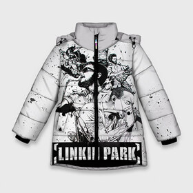 Зимняя куртка для девочек 3D с принтом Linkin Park в Новосибирске, ткань верха — 100% полиэстер; подклад — 100% полиэстер, утеплитель — 100% полиэстер. | длина ниже бедра, удлиненная спинка, воротник стойка и отстегивающийся капюшон. Есть боковые карманы с листочкой на кнопках, утяжки по низу изделия и внутренний карман на молнии. 

Предусмотрены светоотражающий принт на спинке, радужный светоотражающий элемент на пуллере молнии и на резинке для утяжки. | linkin park | rock | линкин парк | рок