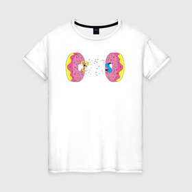 Женская футболка хлопок с принтом Donut Portal в Новосибирске, 100% хлопок | прямой крой, круглый вырез горловины, длина до линии бедер, слегка спущенное плечо | 