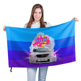 Флаг 3D с принтом Subaru Forester Sti II M в Новосибирске, 100% полиэстер | плотность ткани — 95 г/м2, размер — 67 х 109 см. Принт наносится с одной стороны | forester | jdm | sti | subaru