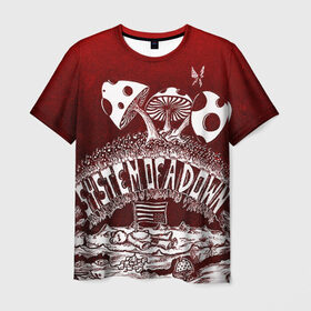 Мужская футболка 3D с принтом System of a Down в Новосибирске, 100% полиэфир | прямой крой, круглый вырез горловины, длина до линии бедер | Тематика изображения на принте: hard rock | metal | rock | serj | system of a down | tankian | метал | рок | систем | танкян | хардрок