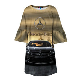 Детское платье 3D с принтом Mercedes в Новосибирске, 100% полиэстер | прямой силуэт, чуть расширенный к низу. Круглая горловина, на рукавах — воланы | amg | benz | mercedes | бенс | бенц | мерседес