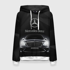 Женская толстовка 3D с принтом Mercedes в Новосибирске, 100% полиэстер  | двухслойный капюшон со шнурком для регулировки, мягкие манжеты на рукавах и по низу толстовки, спереди карман-кенгуру с мягким внутренним слоем. | amg | benz | mercedes | бенс | бенц | мерседес
