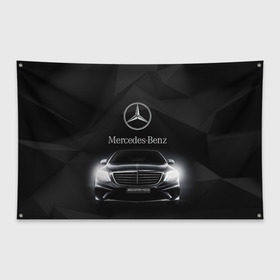 Флаг-баннер с принтом Mercedes в Новосибирске, 100% полиэстер | размер 67 х 109 см, плотность ткани — 95 г/м2; по краям флага есть четыре люверса для крепления | amg | benz | mercedes | бенс | бенц | мерседес