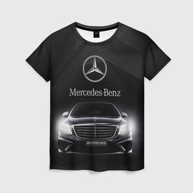 Женская футболка 3D с принтом Mercedes в Новосибирске, 100% полиэфир ( синтетическое хлопкоподобное полотно) | прямой крой, круглый вырез горловины, длина до линии бедер | amg | benz | mercedes | бенс | бенц | мерседес