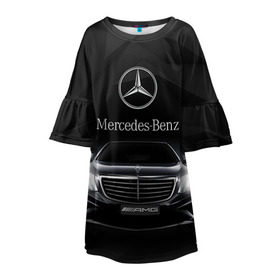 Детское платье 3D с принтом Mercedes в Новосибирске, 100% полиэстер | прямой силуэт, чуть расширенный к низу. Круглая горловина, на рукавах — воланы | amg | benz | mercedes | бенс | бенц | мерседес