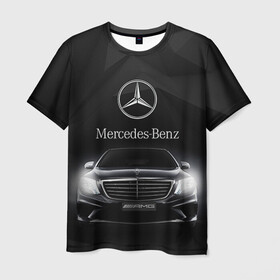 Мужская футболка 3D с принтом Mercedes в Новосибирске, 100% полиэфир | прямой крой, круглый вырез горловины, длина до линии бедер | Тематика изображения на принте: amg | benz | mercedes | бенс | бенц | мерседес
