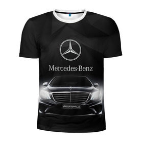 Мужская футболка 3D спортивная с принтом Mercedes в Новосибирске, 100% полиэстер с улучшенными характеристиками | приталенный силуэт, круглая горловина, широкие плечи, сужается к линии бедра | amg | benz | mercedes | бенс | бенц | мерседес