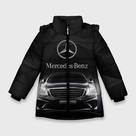 Зимняя куртка для девочек 3D с принтом Mercedes в Новосибирске, ткань верха — 100% полиэстер; подклад — 100% полиэстер, утеплитель — 100% полиэстер. | длина ниже бедра, удлиненная спинка, воротник стойка и отстегивающийся капюшон. Есть боковые карманы с листочкой на кнопках, утяжки по низу изделия и внутренний карман на молнии. 

Предусмотрены светоотражающий принт на спинке, радужный светоотражающий элемент на пуллере молнии и на резинке для утяжки. | amg | benz | mercedes | бенс | бенц | мерседес
