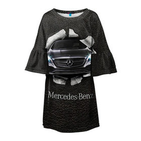 Детское платье 3D с принтом Mercedes в Новосибирске, 100% полиэстер | прямой силуэт, чуть расширенный к низу. Круглая горловина, на рукавах — воланы | amg | benz | mercedes | бенс | бенц | кожа | мерседес