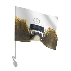 Флаг для автомобиля с принтом Mercedes в Новосибирске, 100% полиэстер | Размер: 30*21 см | amg | benz | gelentvagen | mercedes | бенс | бенц | гелентваген | гелик | мерседес
