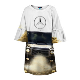 Детское платье 3D с принтом Mercedes в Новосибирске, 100% полиэстер | прямой силуэт, чуть расширенный к низу. Круглая горловина, на рукавах — воланы | amg | benz | gelentvagen | mercedes | бенс | бенц | гелентваген | гелик | мерседес