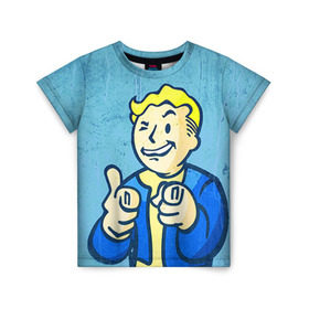 Детская футболка 3D с принтом Fallout в Новосибирске, 100% гипоаллергенный полиэфир | прямой крой, круглый вырез горловины, длина до линии бедер, чуть спущенное плечо, ткань немного тянется | boy | fallout | vault | бункер | постапокалиптические | фалаут | фаллаут | фолаут | фоллаут