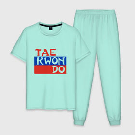 Мужская пижама хлопок с принтом Taekwondo Россия в Новосибирске, 100% хлопок | брюки и футболка прямого кроя, без карманов, на брюках мягкая резинка на поясе и по низу штанин
 | Тематика изображения на принте: тхэквондо