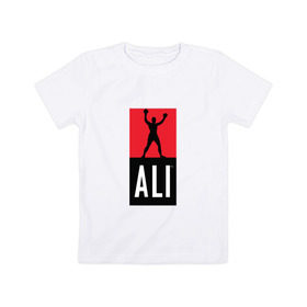 Детская футболка хлопок с принтом Ali by boxcluber в Новосибирске, 100% хлопок | круглый вырез горловины, полуприлегающий силуэт, длина до линии бедер | Тематика изображения на принте: muhammad ali | мухаммед али