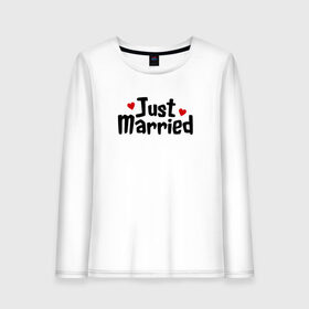 Женский лонгслив хлопок с принтом Just Married - Молодожены в Новосибирске, 100% хлопок |  | just married | медовый месяц | молодожены | свадьба
