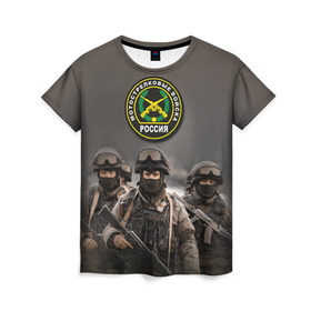 Женская футболка 3D с принтом Мотострелковые войска в Новосибирске, 100% полиэфир ( синтетическое хлопкоподобное полотно) | прямой крой, круглый вырез горловины, длина до линии бедер | армия | войска | мотострелки | пехота | силовые войска