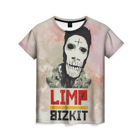 Женская футболка 3D с принтом Limp Bizkit в Новосибирске, 100% полиэфир ( синтетическое хлопкоподобное полотно) | прямой крой, круглый вырез горловины, длина до линии бедер | bizkit | limp | limp bizkit | бизкит | лимп | лимп бизкит | лимпбизкит | рок
