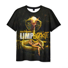 Мужская футболка 3D с принтом Limp Bizkit в Новосибирске, 100% полиэфир | прямой крой, круглый вырез горловины, длина до линии бедер | bizkit | cobra | gold | limp | limp bizkit | бизкит | голд | кобра | лимп | лимп бизкит | лимпбизкит | рок