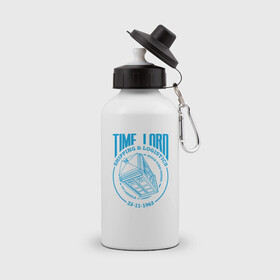 Бутылка спортивная с принтом Time Lord в Новосибирске, металл | емкость — 500 мл, в комплекте две пластиковые крышки и карабин для крепления | doctor who | tardis | доктор кто | сериал | тардис