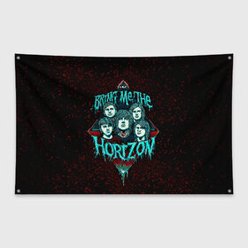 Флаг-баннер с принтом Bring Me The Horizon в Новосибирске, 100% полиэстер | размер 67 х 109 см, плотность ткани — 95 г/м2; по краям флага есть четыре люверса для крепления | bmth | bring me the horizon | hardcore | rock | музыка | рок