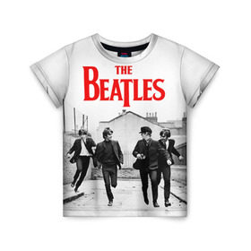 Детская футболка 3D с принтом The Beatles в Новосибирске, 100% гипоаллергенный полиэфир | прямой крой, круглый вырез горловины, длина до линии бедер, чуть спущенное плечо, ткань немного тянется | beatles | rock | the beatles | битлз | битлс | битлы | рок