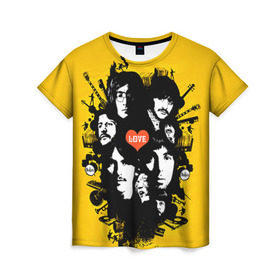 Женская футболка 3D с принтом The Beatles в Новосибирске, 100% полиэфир ( синтетическое хлопкоподобное полотно) | прямой крой, круглый вырез горловины, длина до линии бедер | beatles | rock | the beatles | битлз | битлс | битлы | рок