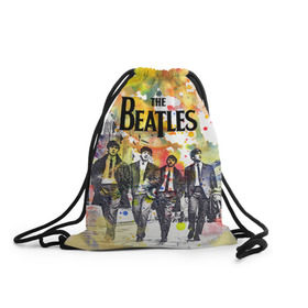 Рюкзак-мешок 3D с принтом The Beatles в Новосибирске, 100% полиэстер | плотность ткани — 200 г/м2, размер — 35 х 45 см; лямки — толстые шнурки, застежка на шнуровке, без карманов и подкладки | beatles | rock | the beatles | битлз | битлс | битлы | рок