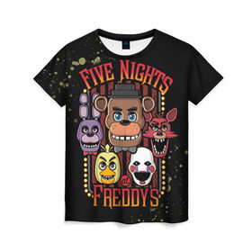 Женская футболка 3D с принтом Five Nights At Freddy`s в Новосибирске, 100% полиэфир ( синтетическое хлопкоподобное полотно) | прямой крой, круглый вырез горловины, длина до линии бедер | five nights at freddys | fnaf | freddy | игры | медведь | мишка | фнаф | фредди
