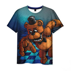 Мужская футболка 3D с принтом Five Nights At Freddy`s в Новосибирске, 100% полиэфир | прямой крой, круглый вырез горловины, длина до линии бедер | Тематика изображения на принте: five nights at freddys | fnaf | freddy | игры | медведь | мишка | фнаф | фредди