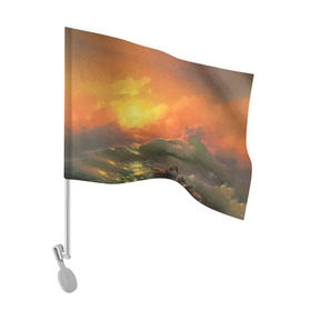 Флаг для автомобиля с принтом Айвазовский - 9 Вал в Новосибирске, 100% полиэстер | Размер: 30*21 см | 9 вал | айвазовский | вал | девятый | картина | море | пейзаж | феодосия | художник | черное | шторм