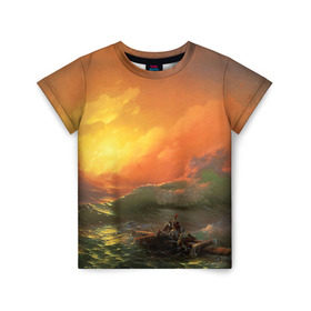 Детская футболка 3D с принтом Айвазовский - 9 Вал в Новосибирске, 100% гипоаллергенный полиэфир | прямой крой, круглый вырез горловины, длина до линии бедер, чуть спущенное плечо, ткань немного тянется | 9 вал | айвазовский | вал | девятый | картина | море | пейзаж | феодосия | художник | черное | шторм
